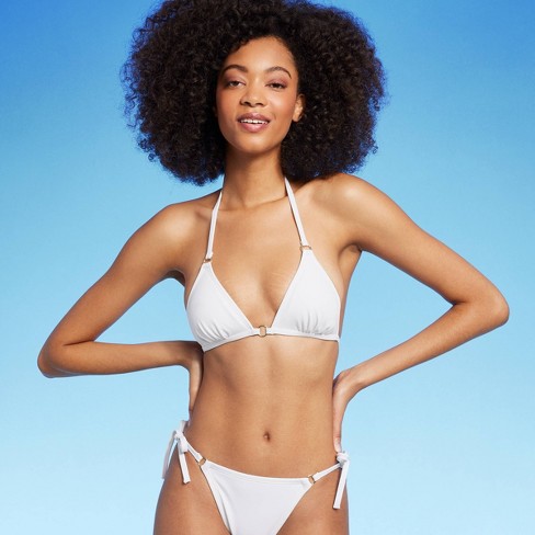 Women's Center Front Ring Triangle Bikini Top - Shade & Shore™ White D/dd  Cup : Target