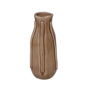 Storied Home Embossed Ceramic Vase, Brown Reactive Glaze - 1 of 3
