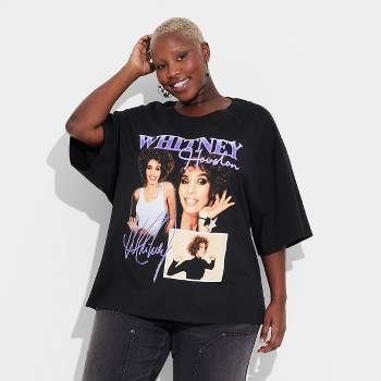 Women's Whitney Houston Oversized Short Sleeve Graphic T-Shirt - Black