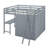 Whisen Full Size Wood Loft Bed with Wardrobe, Desk and Shelves - 3 of 4