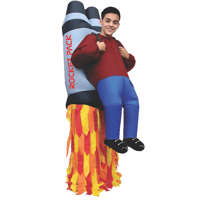 Studio Halloween Kids' Inflatable Rocket Ship Costume - One Size Fits Most - Blue, 1 of 2