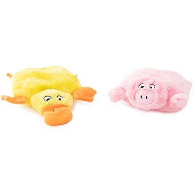 ZippyPaws Squeakie Crawler - No Stuffing Dog Toy, Squeaky Pet Toy Unstuffed Chew Toy, Soft Plush Puppy Toys, Duck & Pig - 6.5"