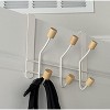 Home Mart Goods Heavy Duty White Over The Door Hanger Hanging Rack 6 Hooks Organizer with Wooden Edge - 4 of 4