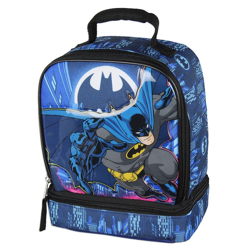 DC Comics The Batman Lunch Box Insulated Dual Compartment Superhero Lunch Bag Black, 1 of 7