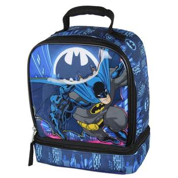 DC Comics The Batman Lunch Box Insulated Dual Compartment Superhero Lunch Bag Black