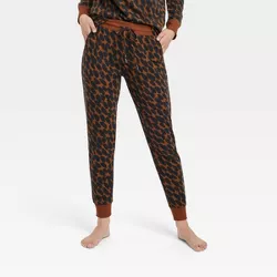 Women's Animal Print Beautifully Soft Fleece Jogger Pants - Stars Above™ Dark Brown M