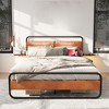 King Size Bed Frame with Upholstered Headboard, Metal Platform Bed with Side Table, Metal Slats Support, No Box Spring Needed, Under Bed Storage - 2 of 4