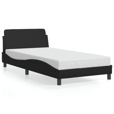 vidaXL Bed Frame with Headboard Black 39.4 in.x74.8 in. Twin Faux Leather
