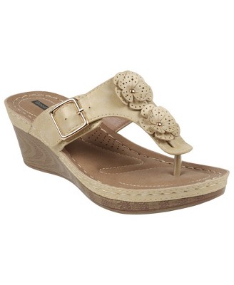 Gc Shoes Narbone Gold 9 Flower Comfort Slide Wedge Sandals : Target