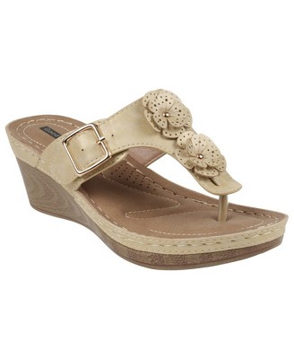 GC Shoes Narbone Flower Comfort Slide Wedge Sandals