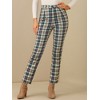 Allegra K Women's Plaid Tartan High Waisted Button Casual Pants - 2 of 4