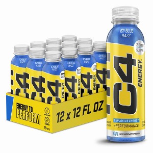 Cellucor C4 Energy Non-carbonated Zero Sugar Energy Drink, Pre Workout Drink Beta Alanine, Icy Blue Razz - 12 Fl Oz (Pack of 12) - 1 of 4