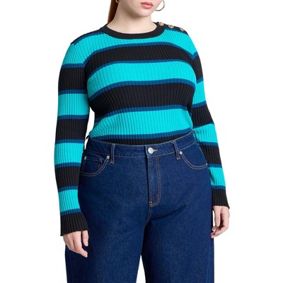 ELOQUII Women's Plus Size Hardware Detail Sweater