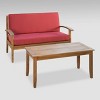 Peyton 2pc Acacia Wood Loveseat and Coffee Table Set - Teak/Red - Christopher Knight Home - 2 of 4