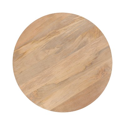 Natural Mango Wood Round Coffee Table with Hairpin Legs