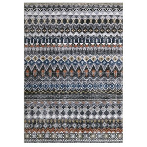Washable Vintage Printed Rug Non Slip Low Pile Rug Soft Throw Floor Cover Foldable Indoor Carpet for Living Room Bedroom,Grey/5'x7' - 1 of 4