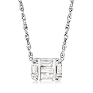 Pure Collection by Ross-Simons 0.12 ct. t.w. Baguette and Round Diamond Cluster Pendant Necklace in Sterling Silver - 1 of 4