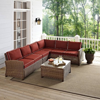 Bradenton 6-Person Red Wicker Outdoor Sectional Set