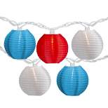 Northlight 10-Count Red, White and Blue 4th of July Paper Lantern Lights, 8.5ft White Wire