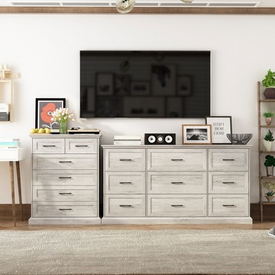 FUFU&GAGA Light - toned Wood - grain Drawer Cabinets: Custom Combinations, Ample Storage for Home