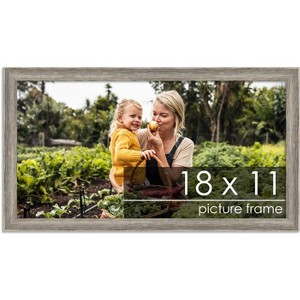 PosterPalooza | 18x11 Thin Barnwood Picture Frame, UV Acrylic, 2 Finishes - Grey and Black - 1 of 4