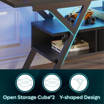 70 Inch Gaming Tv Stand with Power Outlet for TVs up to 75 Black