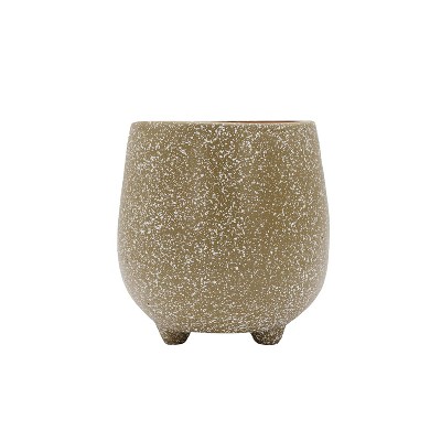 Ball Footed Splatter Planter Pot Tan Terracotta by Foreside Home & Garden