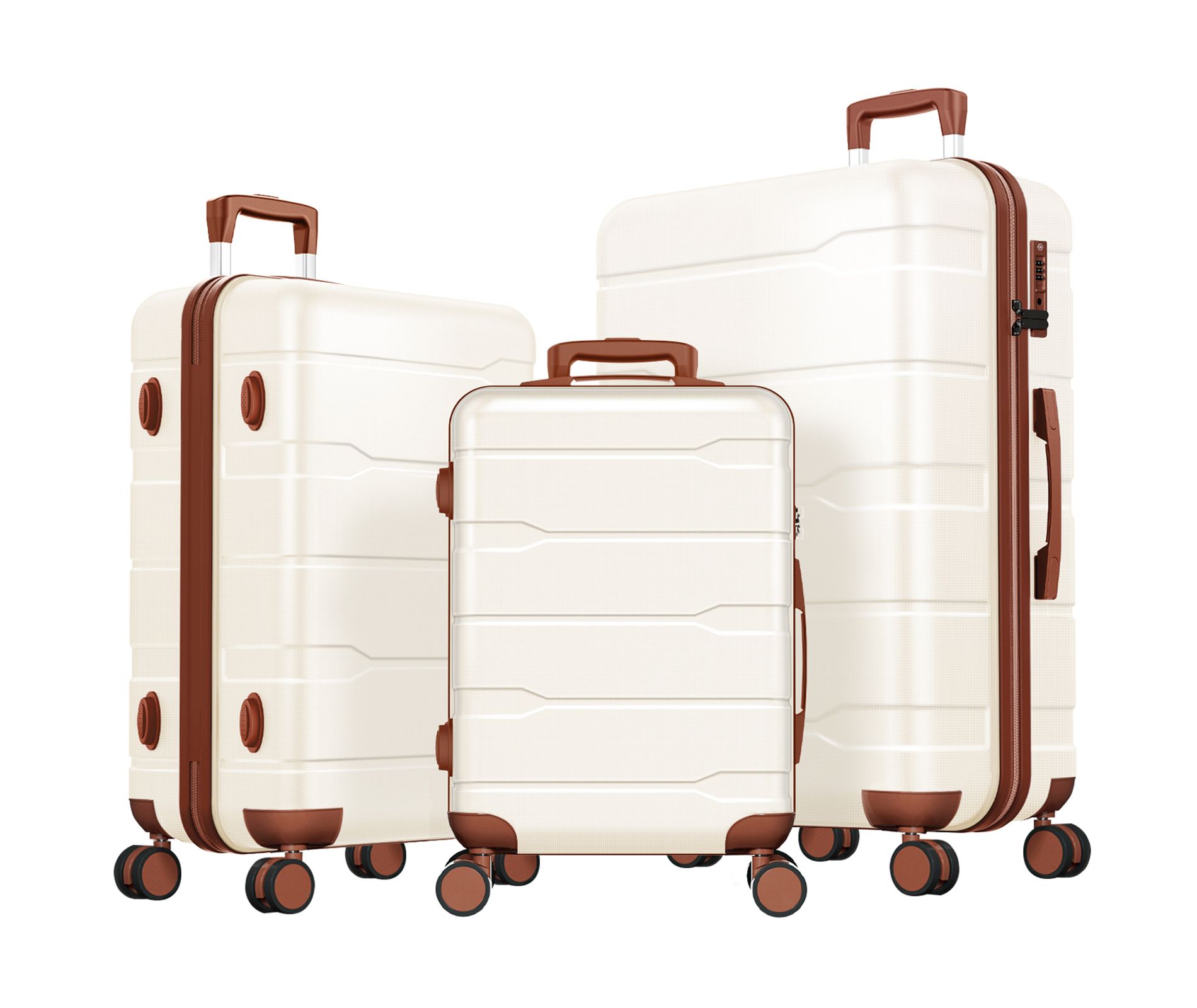 SKONYON 3 Piece Hardshell Luggage Sets Checked Spinner PC & ABS Luggage Set with YKK Zipper and TSA Lock