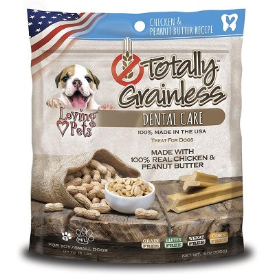 Loving Pets Totally Grainless Small Chicken & Peanut Butter Chewy Bones (6 oz Pack)
