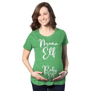 Maternity Mama Elf Baby Elf Pregancy T Shirt Cute Christmas Tee - Crazy Dog Maternity T Shirt - 1 of 4