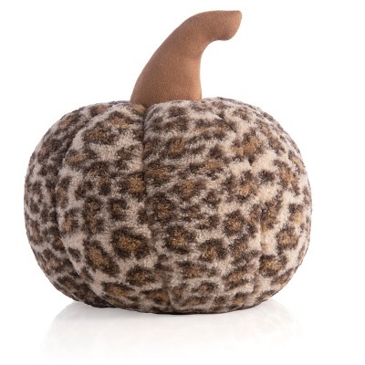 Large Sherpa Leopard Print Pumpkin Pillow - Shiraleah