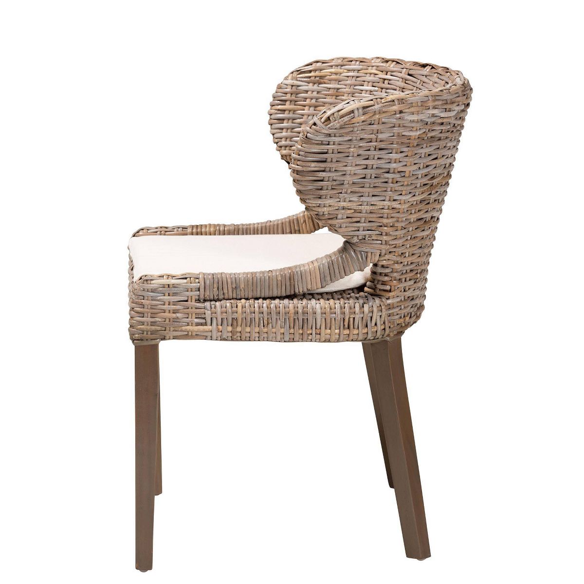 bali & pari Niesha Natural Rattan and Mahogany Wood Dining Chair Kubu Gray/Rustic Taupe - thumbnail 4
