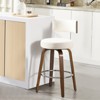 Bekrvio 26" Swivel Counter Height Bar Stools, Faux Leather Upholstered with Back, Walnut Wood Legs, Mid Century Kitchen Island Counter Chairs - 2 of 4