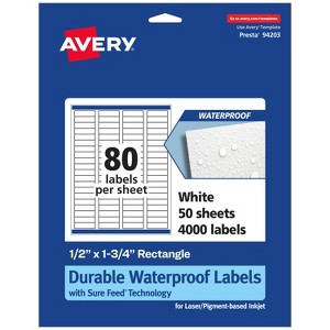 Avery Waterproof Rectangle Labels with Sure Feed, .5" x 1.75" - 1 of 4