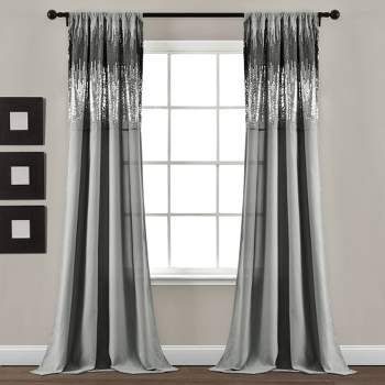 Set of 2 (84"x42") Shimmer Sequins Light Filtering Window Curtain Panels - Lush Décor