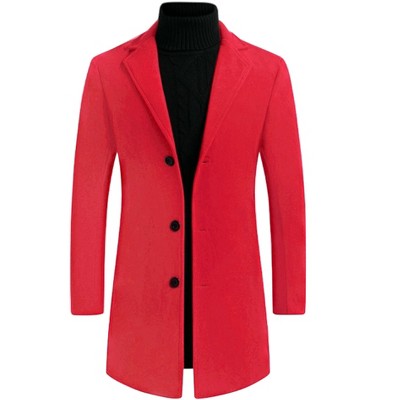 INSPIRE CHIC Men's Notched Lapel Single Breasted Winter Long Jacket Overcoat