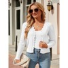 Coolmee Women's Plus Size Long Sleeve V-Neck Button Down Cardigan Cropped Knit Shrugs Sweater - 2 of 4