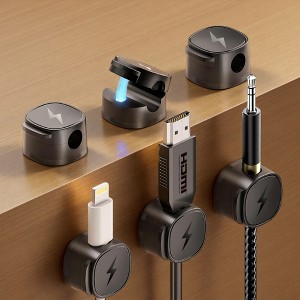 FONTOI 6/8/12 Pack Magnetic Cord Organizer, Cable Clips Holder for Nightstand, Cable Clips Wire Management, Universal Fit, White / Black - 1 of 4