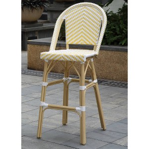 Arely  2pk Wicker Patio Bar Height Chairs - Yellow/White - miBasics - 1 of 4