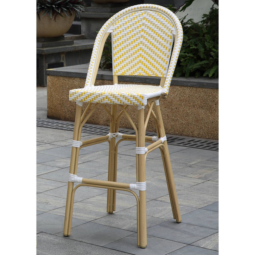 Photos - Garden Furniture Arely 2pk Wicker Patio Bar Height Chairs - Yellow/White - miBasics