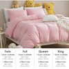 Boersma Three-piece Bedding Set With Solid Color Quilt Cover And Pillowcase,Brushed Super Soft And Machine Washable, Cute Pink Three-piece Set - 3 of 4