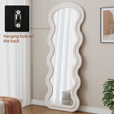 Vynxaria Flannel Full-Length Wavy Rose Floor Mirror ¨C Stylish & Versatile for Any Space