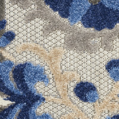 Aloha Natural/Blue Floral 6' x 9' Synthetic Outdoor Area Rug