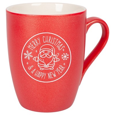 Elanze Designs Merry Christmas & A Happy New Year Santa Crimson Red 10 ounce New Bone China Coffee Cup Mug