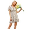 Womens V Neck Dress Floral A Line Dress Batswing Sleeve Flutter Hem Ruffled Trim Empire Waist Flowy Sundress - 4 of 4
