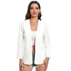 Women's Open Front 3/4 Roll Sleeve Jacket Office Business Blazer Jackets No Lapel Blazer with Pockets - White M - 3 of 4