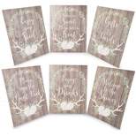 Sparkle and Bash Set of 6 Rustic Floral Antlers Baby Shower Table Signs with Easel Backing for Party Decorations, 8.5 x 11 in