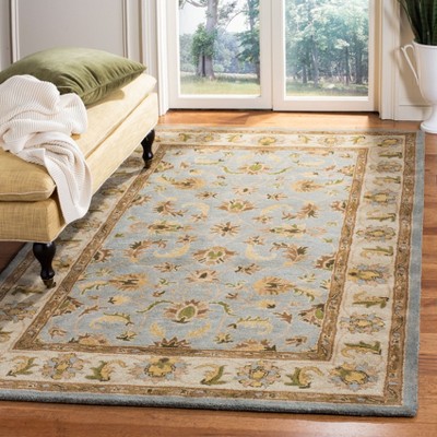 Elegant Heritage Light Blue Hand-Tufted Wool Area Rug, 5' x 8'