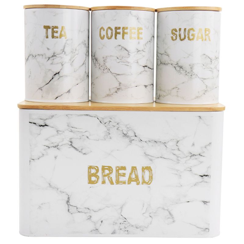 MegaChef 4 Piece Iron Canister Set in Marble, 4 of 8
