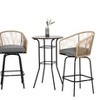 3pcs Outdoor Bar Set, Patio Bar Table and Chairs Set, Bar Height Patio Set - 2 x Swivel Bar Chairs - 3 of 4